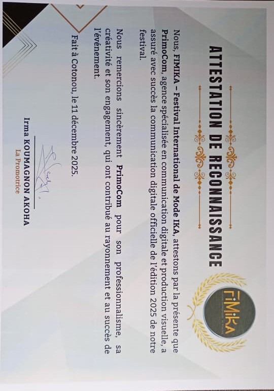 Attestation de reconnaissance Fimika